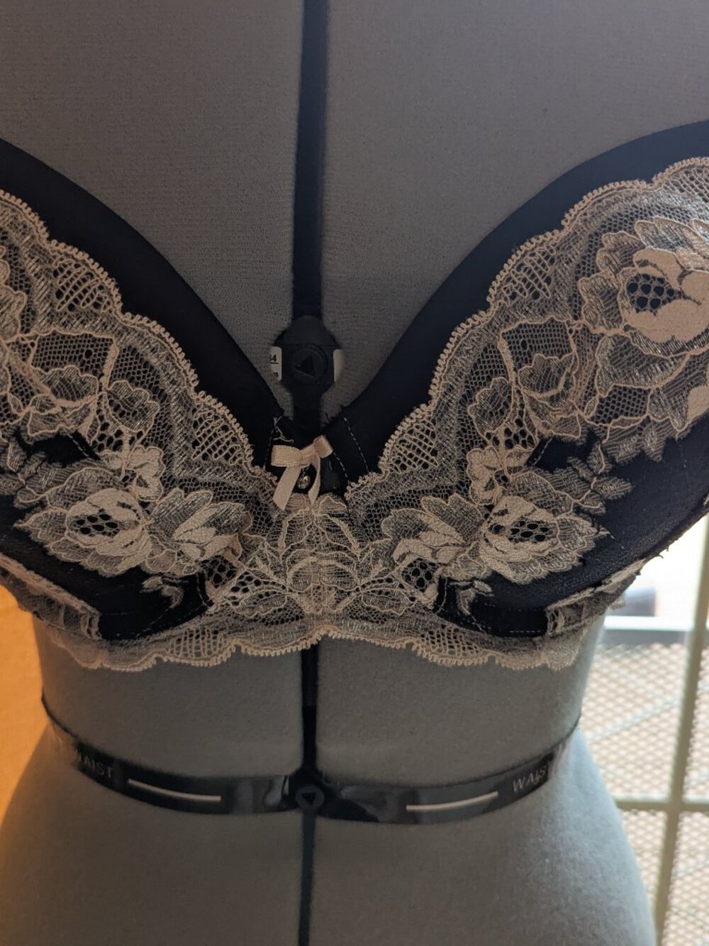 Victoria's Secret Dream Angels Baby Pink Floral Lace Black Bra 34DDD